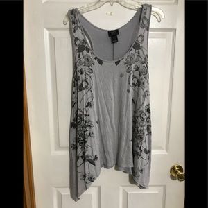 Grey with Black Roses & Vines Tank Top